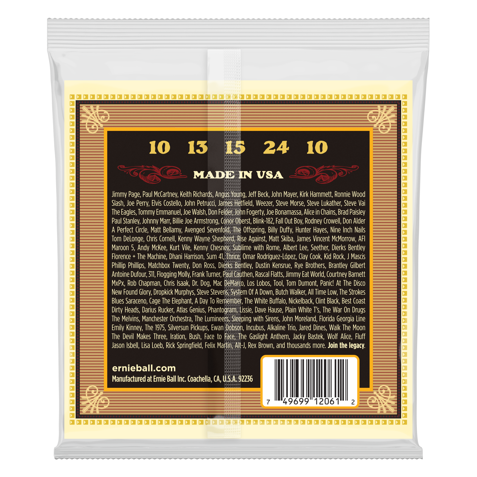 Ernie Ball 2061 Earthwood 80/20 Bronze Loop End 5-String Frailing Banjo Strings .010-.024 Gauge
