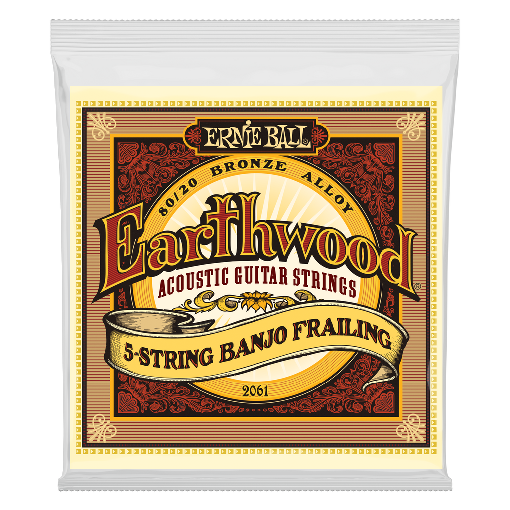 Ernie Ball 2061 Earthwood 80/20 Bronze Loop End 5-String Frailing Banjo Strings .010-.024 Gauge