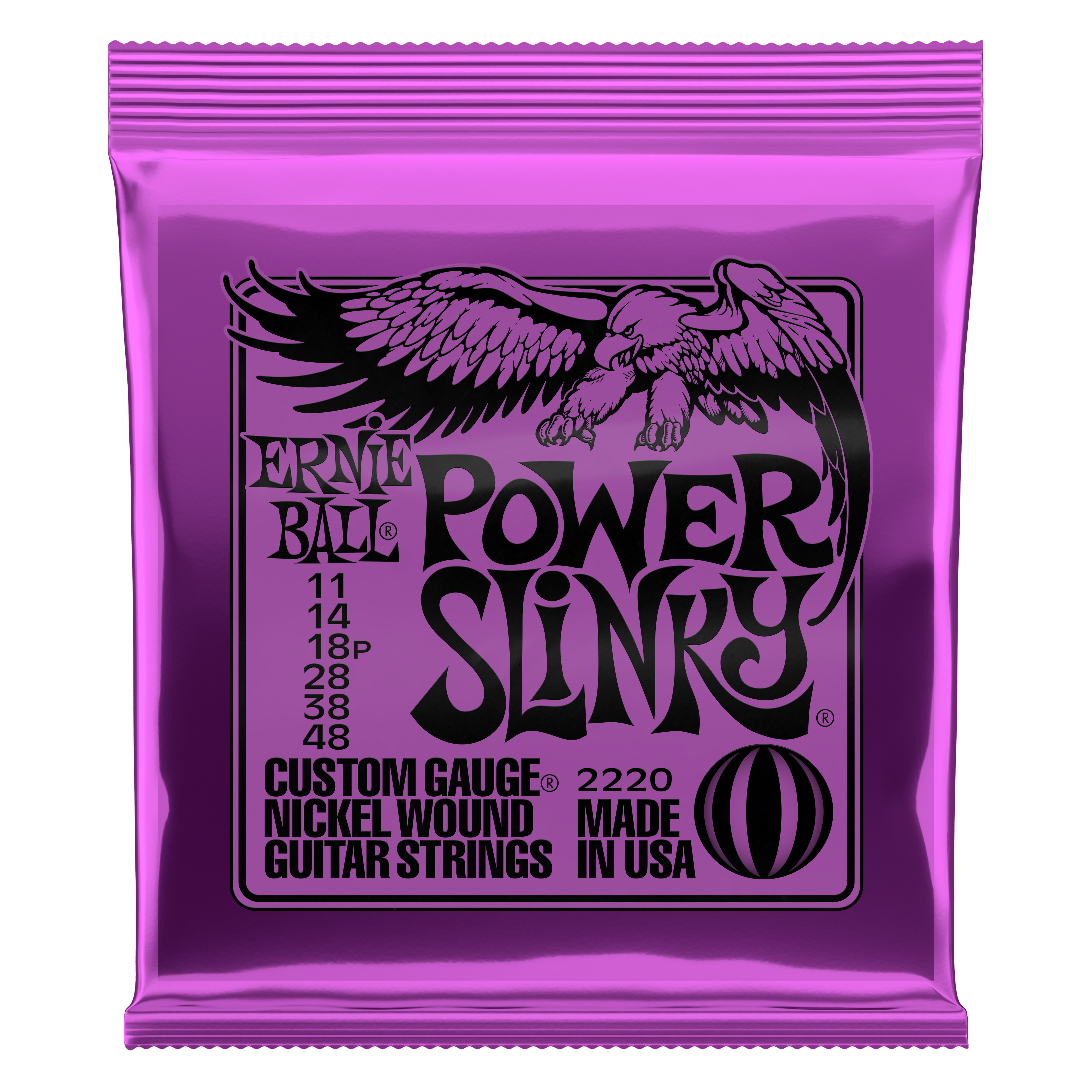 Ernie Ball 2220 Power Slinky Nickel Wound Electric Guitar Strings - .011-.048