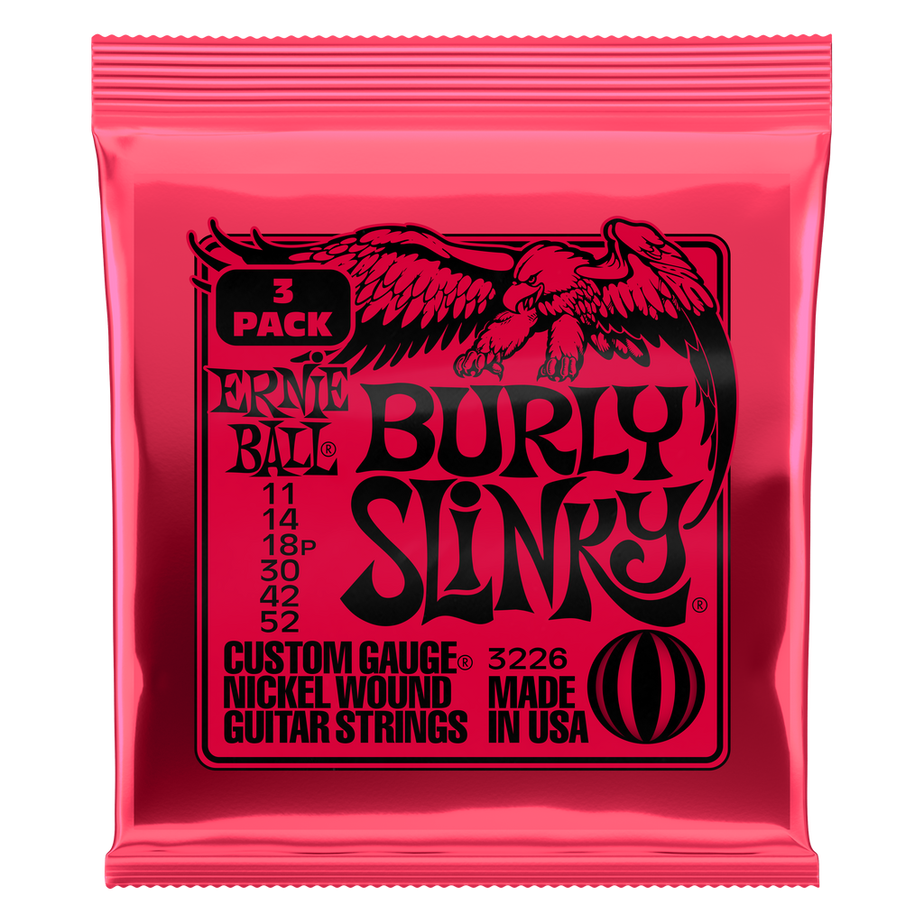 Ernie Ball 3226 Burly Slinky Nickel Wound Electric Guitar Strings - .011-.052 Factory (3-pack)