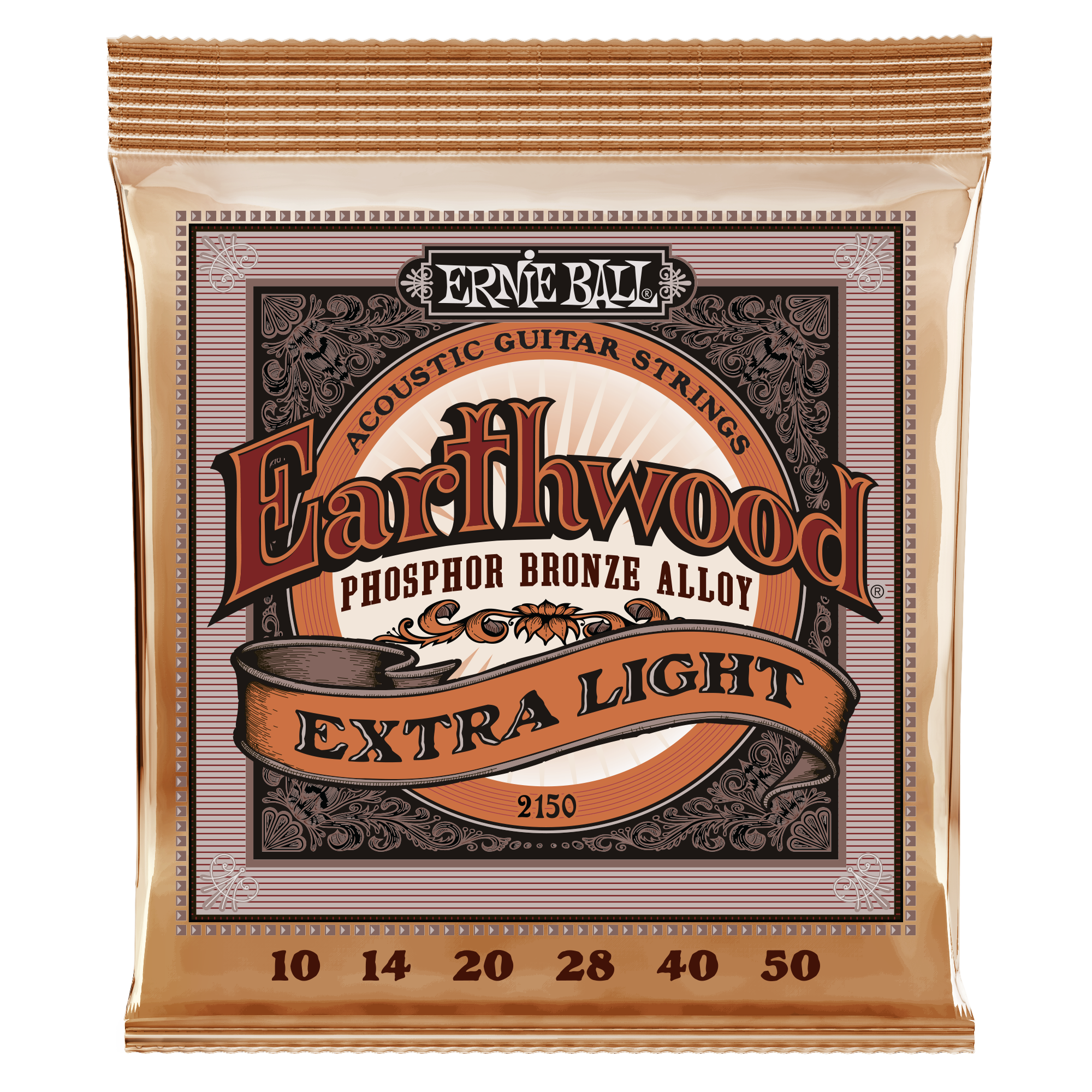 Ernie Ball 2150 Earthwood Phosphor Bronze Acoustic Guitar Strings - .010-.050 Extra Light