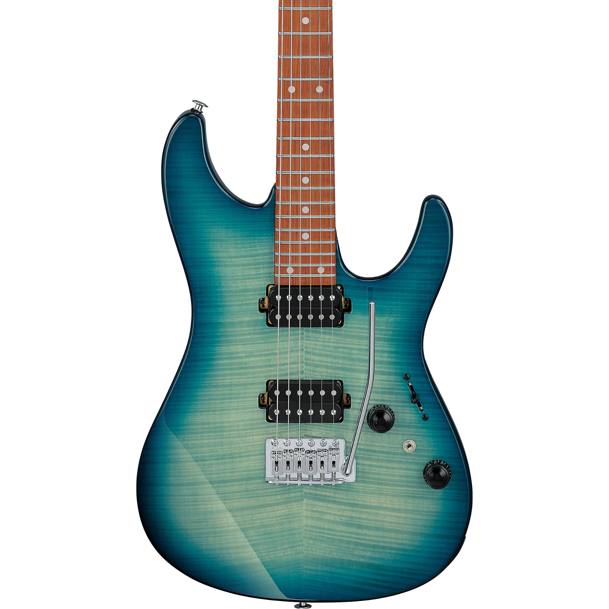 Ibanez Standard AZ24S1F electric guitar in Transparent Turquoise Burst with transparent