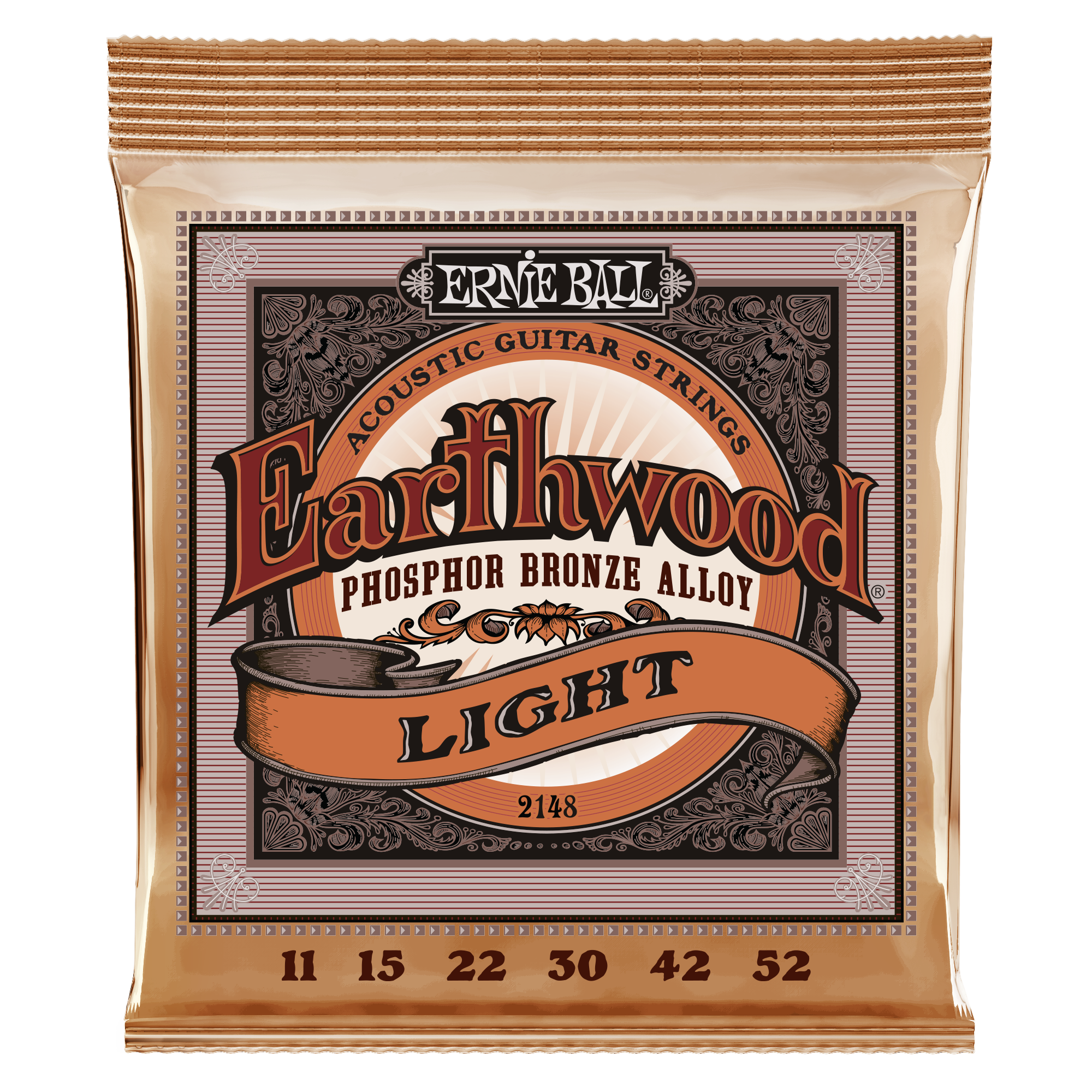 Ernie Ball P02148 Earthwood Phosphor Bronze 11–52 Acoustic Guitar Strings (Light)