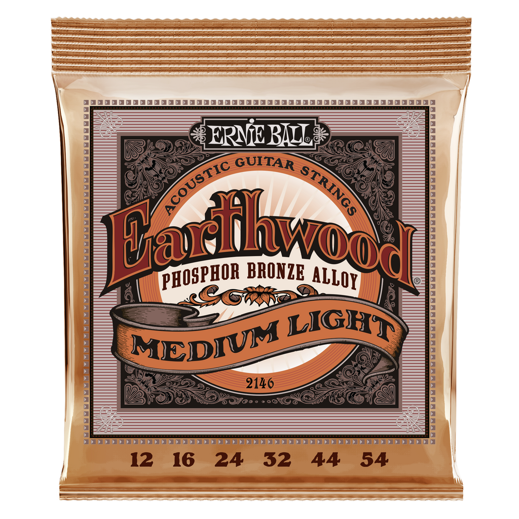 Ernie Ball 2146 Earthwood Phosphor Bronze Acoustic Guitar Strings - .012-.054 Medium Light